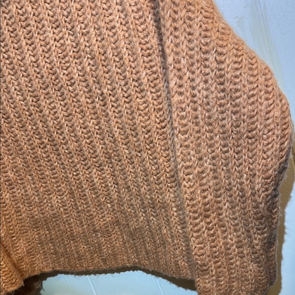 Free People Tan Cowl Neck Sweater with Chunky Knit and Oversized Fit - Picture 6 of 15
